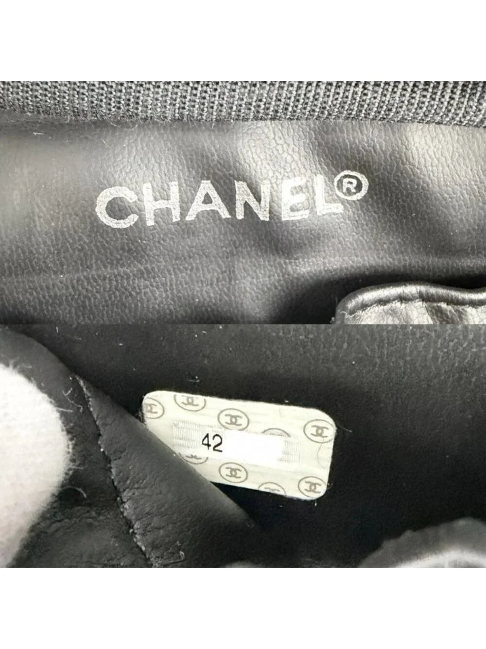 Chanel Pouch Makeup Bicolor Vanity Leather Black Gold